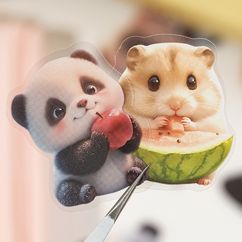 

2Style 60Pcs/bag Cute Attention Animals Die-cut PET Stickers Pack Handbook Material