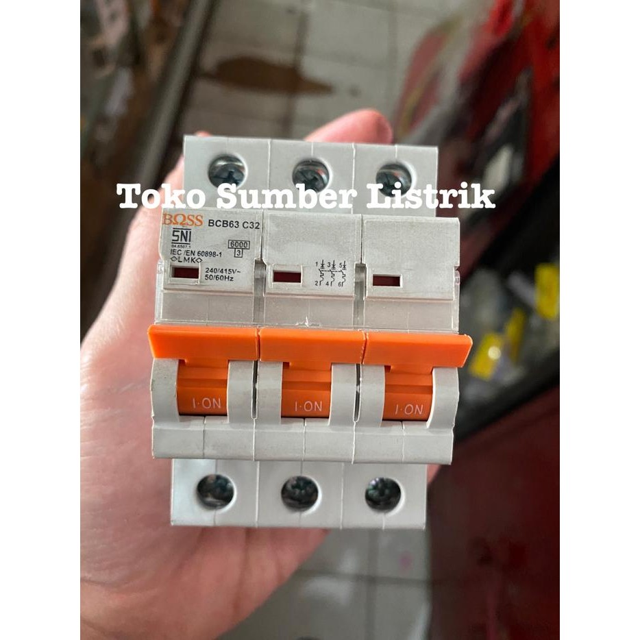 Mcb 3phase boss sikring 3p 10a 16a 20a 25a 32a 40a 3 phase induk 6kA