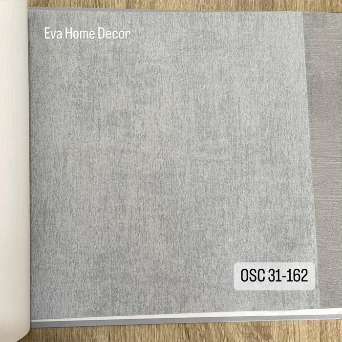 Wallpaper Vinyl Premium Dinding Polos Bertekstur Berserat Cream Abu