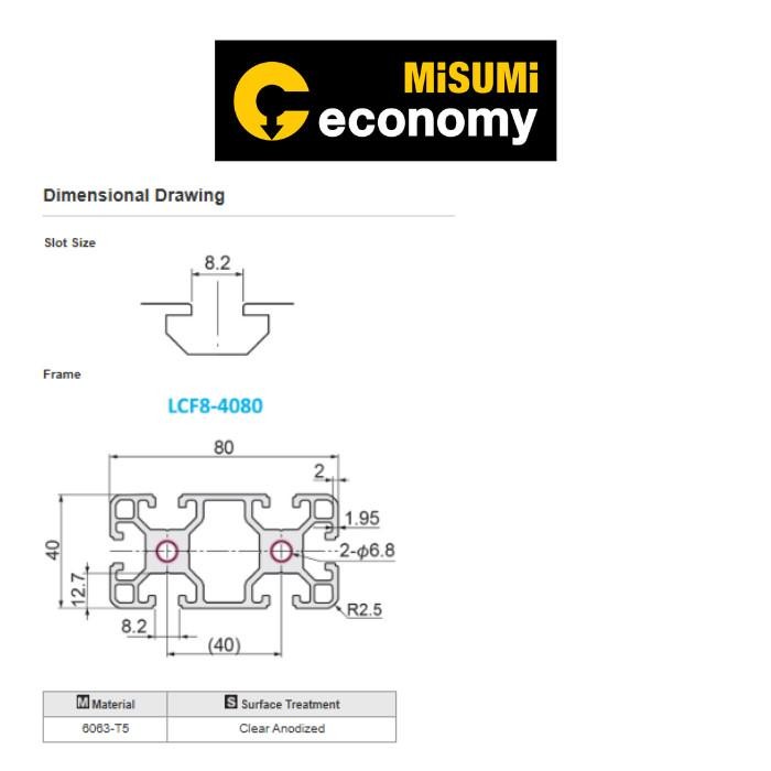 Aluminum Frame / Aluminium Profile 4080 Slot Width 8mm