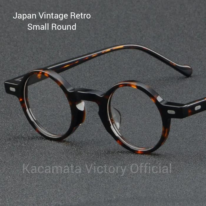 Frame Kacamata Bulat Kecil Retro Vintage Klasik Skena Boboho Desain Jepang Pria Wanita Lensa