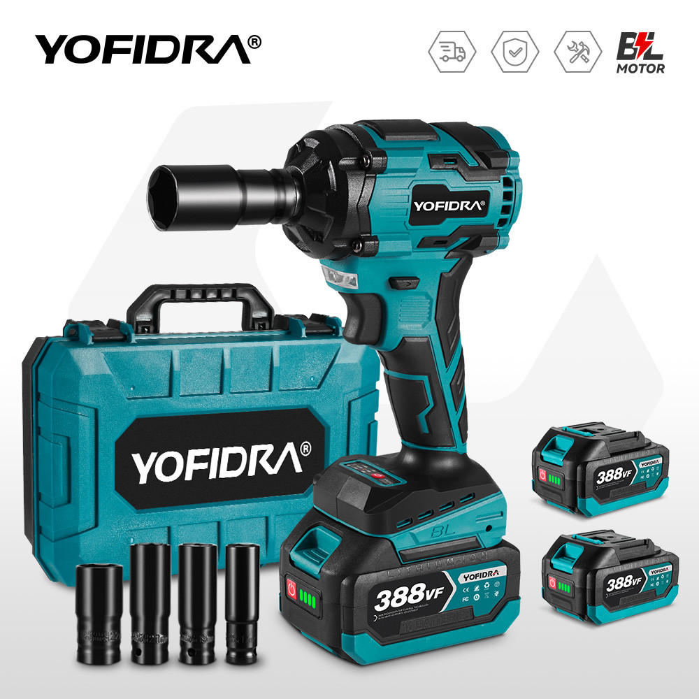 yofidra 1000N.m Brushless Electric Impact Wrench 3 Gears 1/2 inch