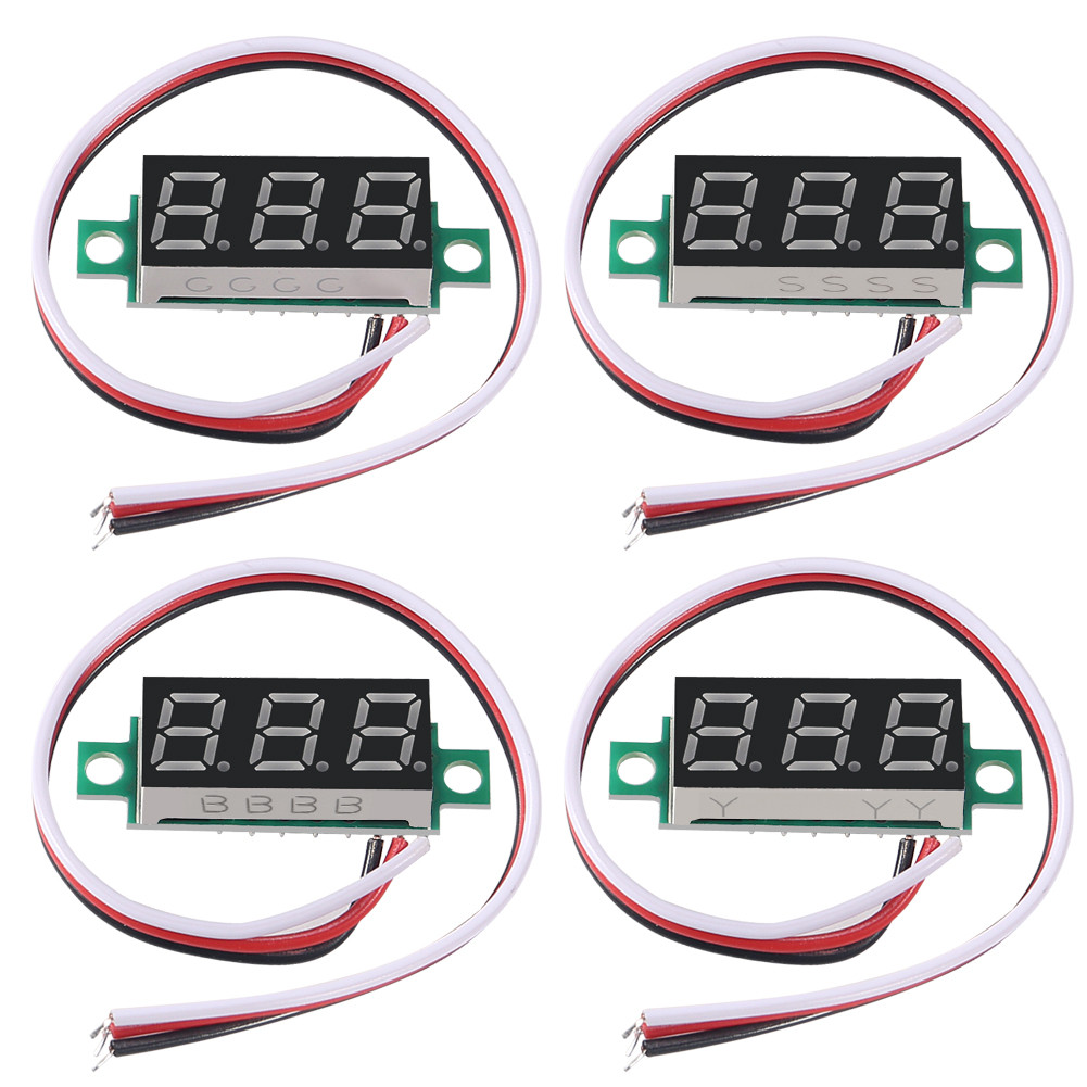 Baru 4pcs Digital Mini Digital Voltmeter 0.28Inch Three-Line 0-100V Digital Voltmeter Gauge Tester L