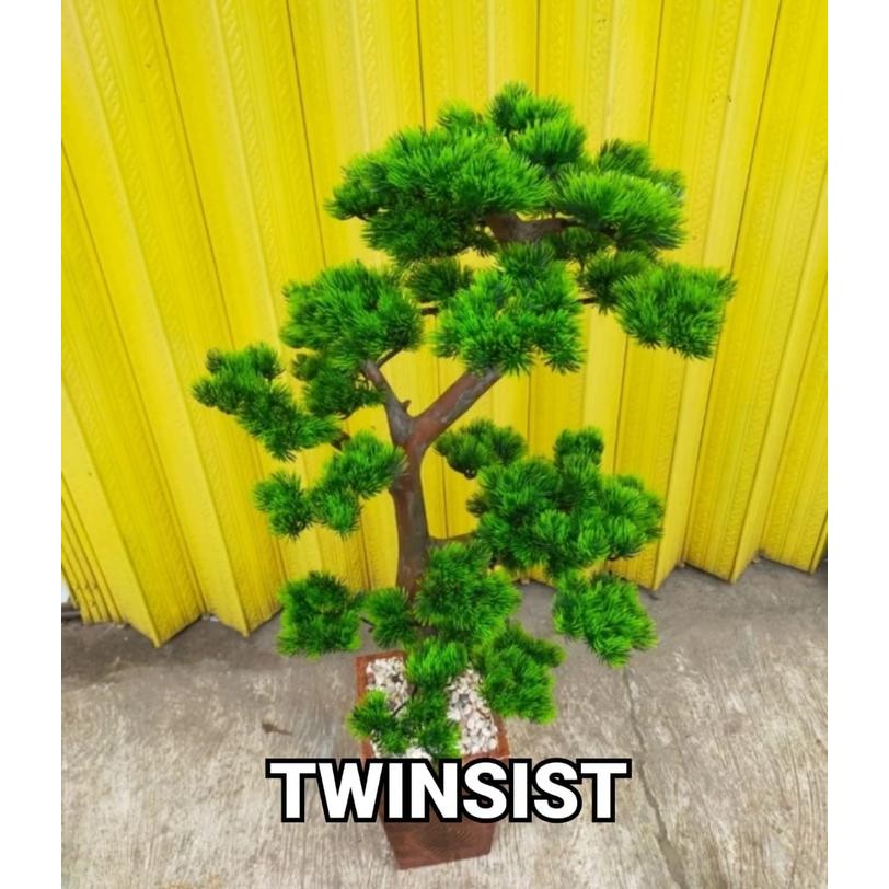 Pohon Bonsai Cemara Plastik Artificial Palsu 110 Cm / Bunga Hias Sudut