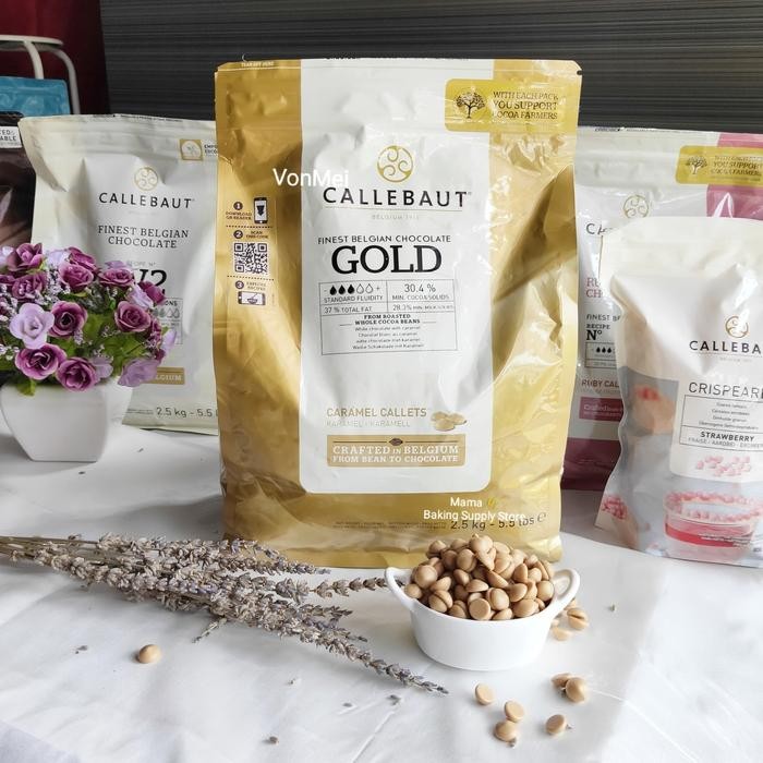 

4ZMI Callebaut Gold Chocolate Gold Callets Couverture 30.,4% 200 Gr Import