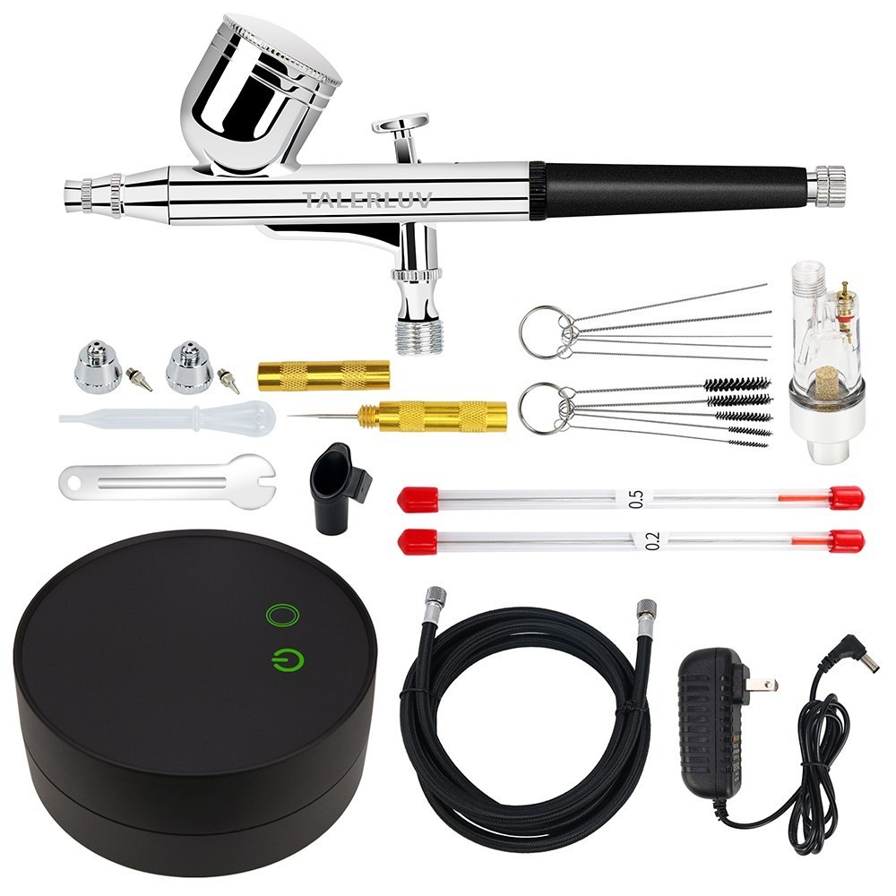 Airbrush Kit Dual-Action Gravity Airbrush Gun with 0.3/0.5mm Needles
