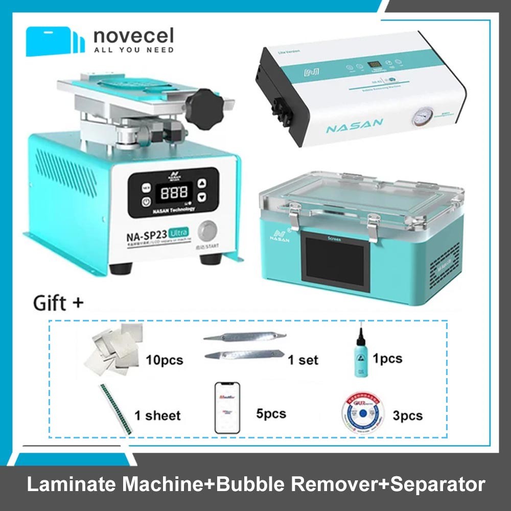 Nasan NA-Supa Lite Vacuum Laminate Machine Set Na-B2+ Bubble Remover for Flat Curved Touch LCD Scree