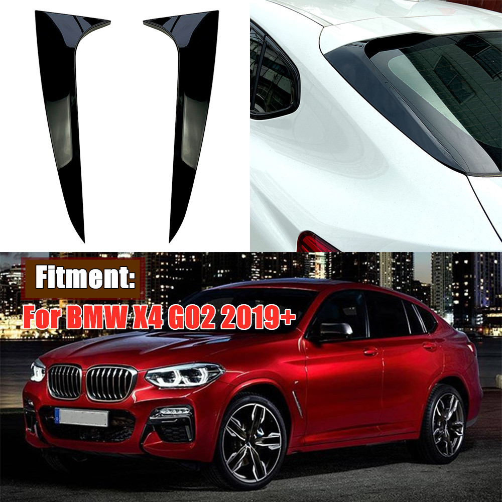 1 Pair Rear Window Side Spoiler Air Splitter Glossy Black For BMW X4