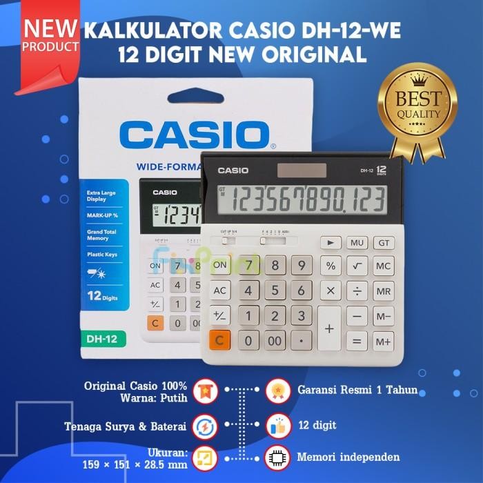 

CALCULATOR CASIO DH-12 BK WHITE 12 DIGITS KALKULATOR DEKSTOP ORIGINAL