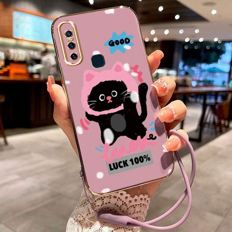 Casing Hp Untuk VIVO V15 V15 Pro Case Casing Menjadi kucing hitam HP Cesing Silikon Softcase disepuh