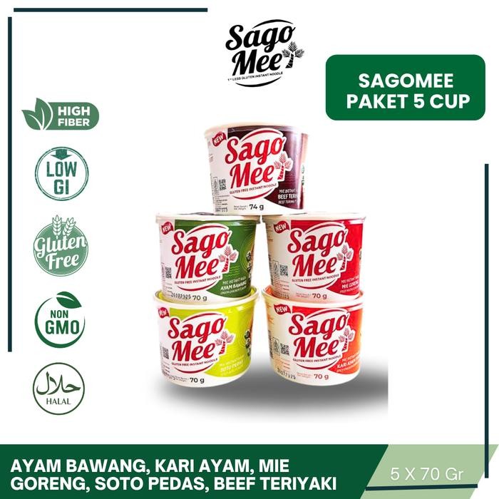 

3YC3 Sagomee Paket 5 Cup (Boleh Pilih Varian) Mie Instan Sago Mee Gluten Free Rendah Gula