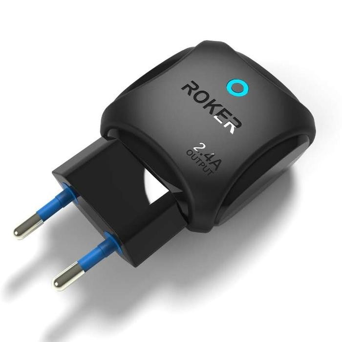 CHARGER ROKER CYCLOP 2.4A 15WATT DUAL USB PENGISI DATA HP VAPE SMARTWATCH