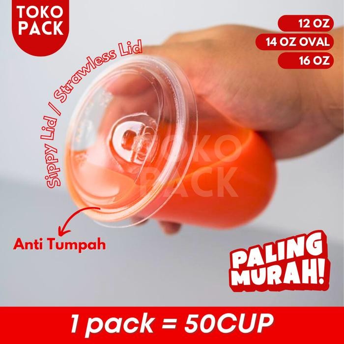 PET CUP STRAWLESS 12 OZ 14 OZ 16 OZ GELAS PET OVALGELAS PET DATAR CUP