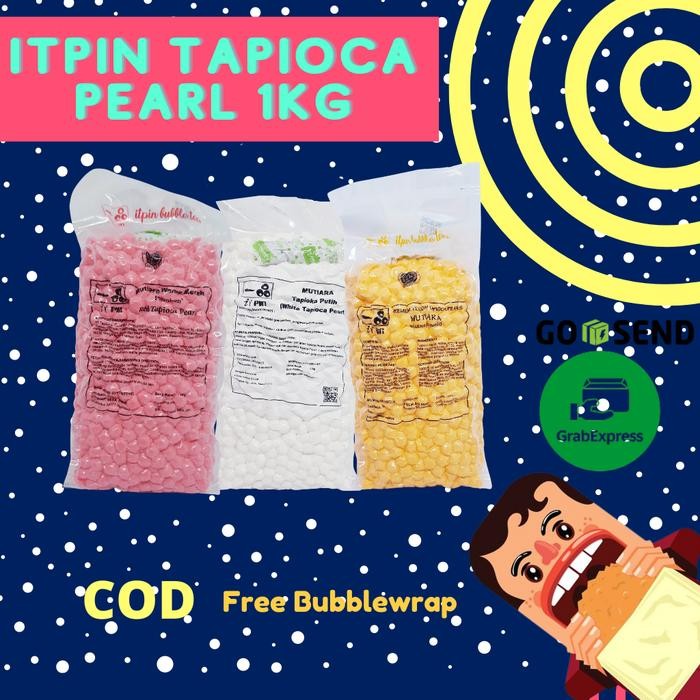 

ITPIN PINK ORANGE WHITE TAPIOCA PEARL KEMASAN 1KG/ 1000G/ TOPPING BOBA
