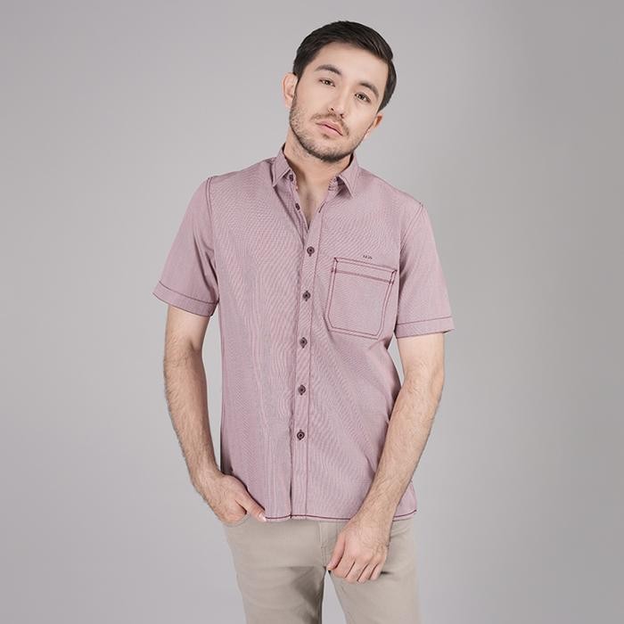 (Allthebest) LGS - Kemeja Casual Pria - Lengan Panjang - Motif Polos - Merah - CSH.270.S1149.190.C