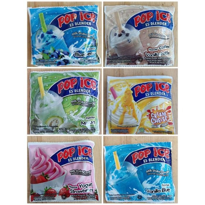 POP ICE 10 BUNGKUS POP ICE COKLAT CREAM CHEESE PERMEN KARET TARO YOGURT STRAWBERRY ES DOGER COKELAT