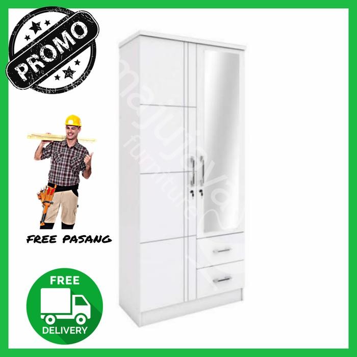 Lemari Pakaian Putih 2 Pintu Nimalis / Lemari Murah