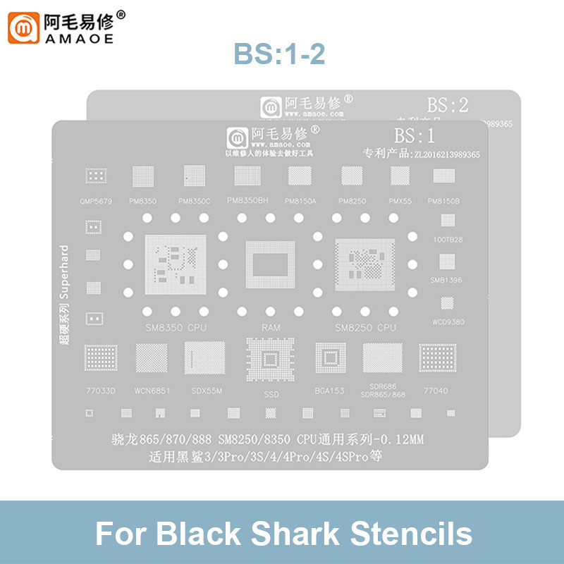 AMAOE BS1 BS2 BGA Reballing Stencil for Snapdragon 865/870/888 SM8250/8350 CPU Universal Planting Ti