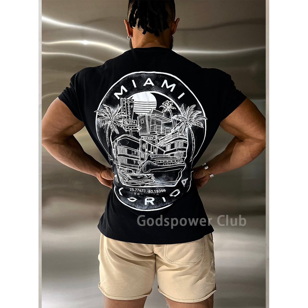 American Hot Fitness Brand Young La Spring Summer City Print Fitness Sports Commuter Men and Women w