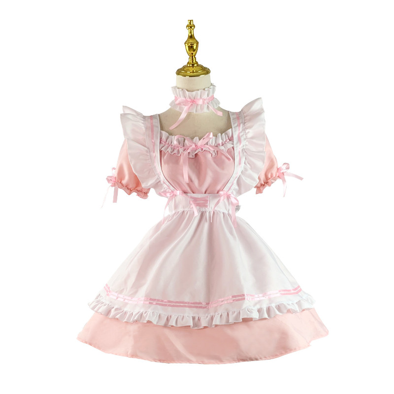 5XL Plus Size Women Maid Outfit Anime Long Dress Black White Apron Dress Lolita Dresses Princess Par