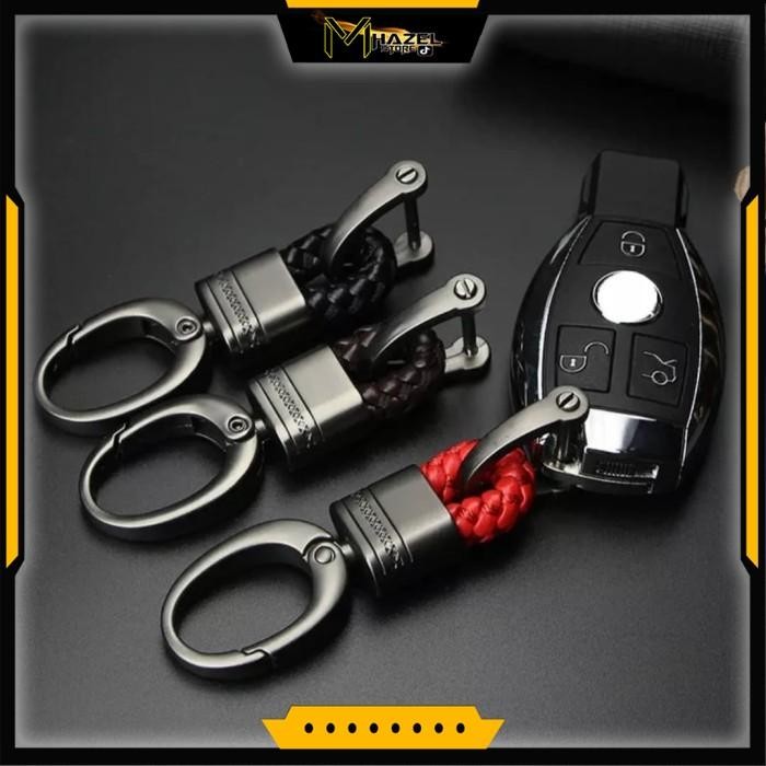 Gantungan kunci mobil motor kulit anyam pinggang