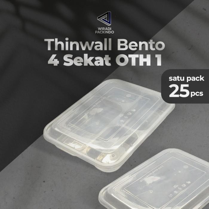 (Allthebest) Kotak Makan Plastik 4 Sekat Dome / Thinwall Bento Sekat 4 Dome