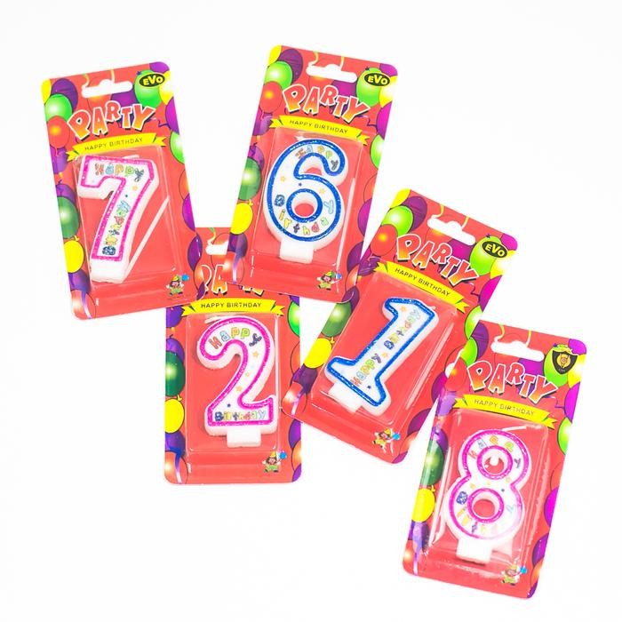Lilin Angka Motif / Lilin Angka Warna /Lilin Angka Ulang Tahun