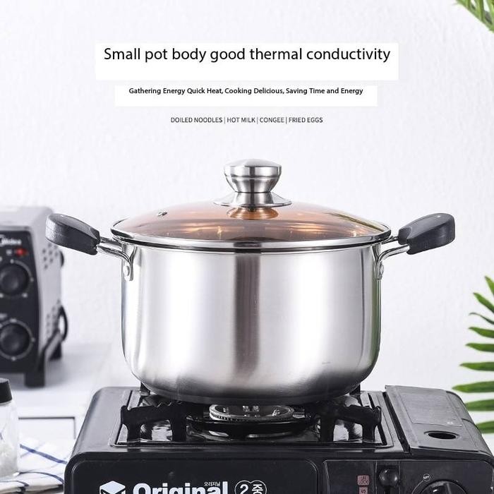 Panci Soup/Panci Susu Stainless Steel Sus 304 Anti Karat Alat Masak Dapur Serbaguna