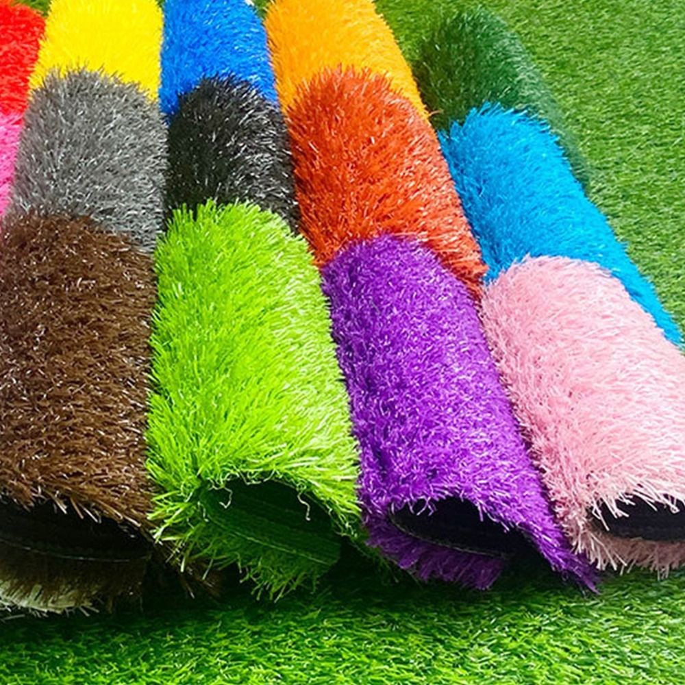 Realistic Artificial Grass Turf Lawn Synthetic with Drainage Holes Synthetic Grass Mat Landscape Gra