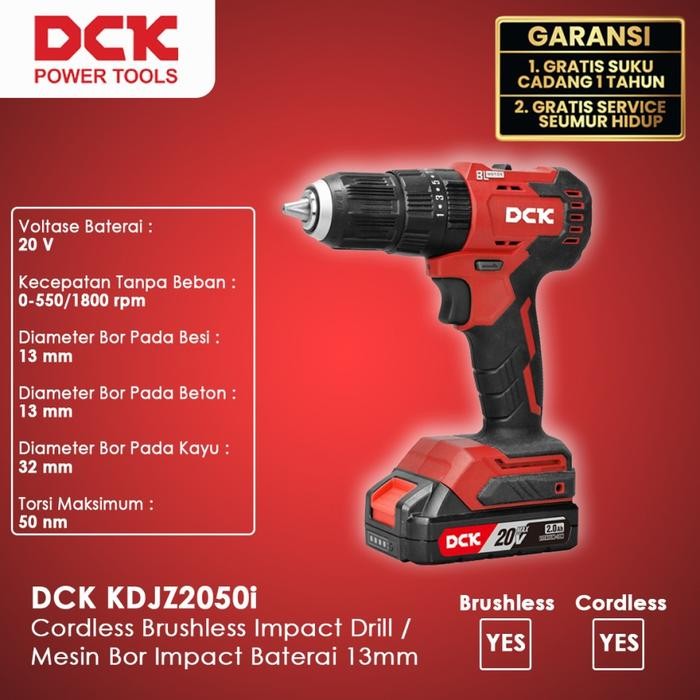 Isku Perkakas - Dck Kdjz2050I Cordless Brushless Impact Drill / Mesin Bor Impact