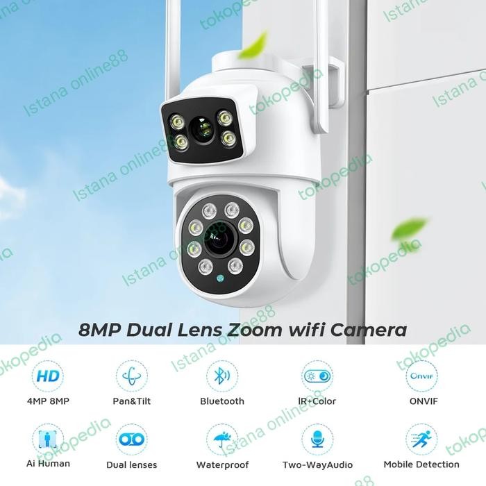 Ip Camera Cctv Icsee Dual Lensa Outdoor Waterproof Wifi