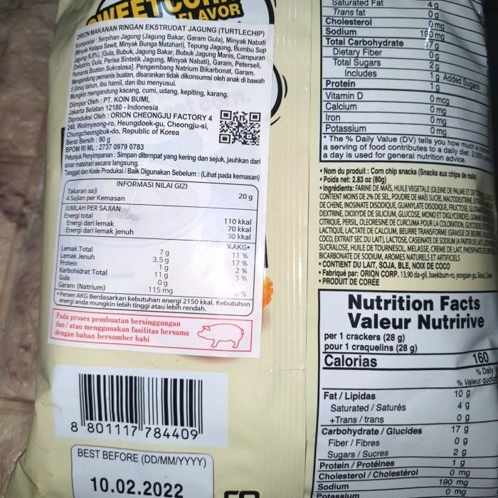 

Turtle Chips Sweet Corn Flavor 120Gr