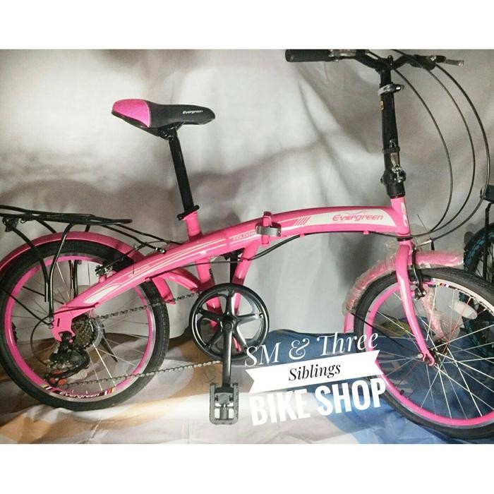 Sepeda Lipat Evergreen Folding 20 Inch - Pink