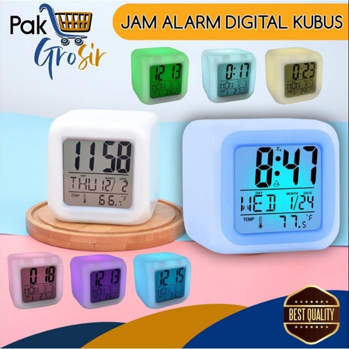 ID'' PG JAM LED MEJA KUBUS DIGITAL ALARM BERUBAH 7 WARNA MOODY CLOCK GLOWING