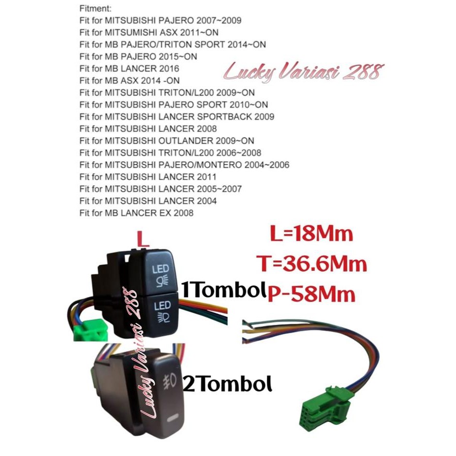 Switch Swit Saklar Fog Lamp Lampu Tembak Drl Led Progi Mobil Mitsubishi Pajero 2008-2015 Triton Out