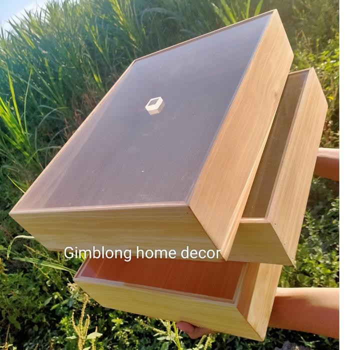 BOX DONAT KAYU WADAH DONAT KOTAK DONAT KAYU TEMPAT DONAT TUTUP AKRILIK