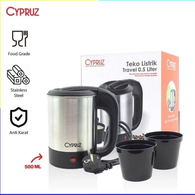 Cypruz electric travel kettle tl - 0185 teko listrik travel 0.5liter