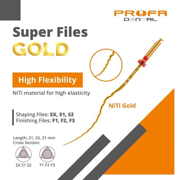 

ORIGINAL Endofile SUPER FILES GOLD PROFA // PROTAPPER GOLD // Endodontics READY STOCK