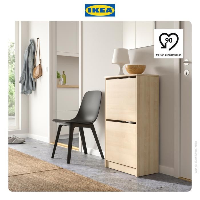 NEW IKEA BISSA Rak Kabinet Sepatu Dengan 2 Kompartmen Kayu 49x28x93 cm