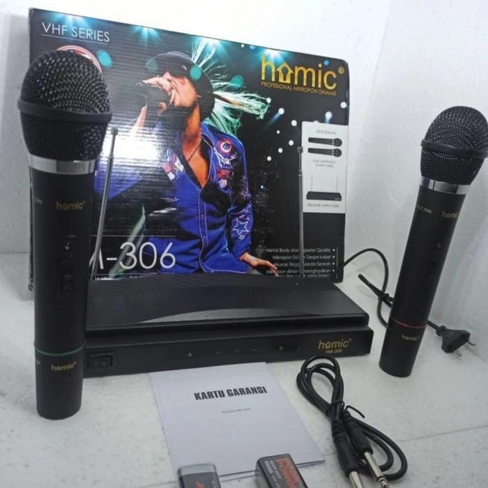 SALE Mic Microphone wireless double homic hm 306 Original