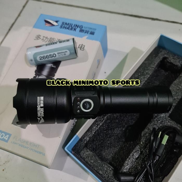 Senter Led Smilling Shark SD-7004 Cahaya Putih+Kuning Original IMPORT