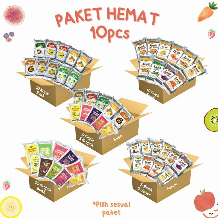 

Fiona Paket Hemat 10 pcs Keripik dan Kerupuk Buah Sayur Apel Nangka Salak Durian Anggur Strawberry