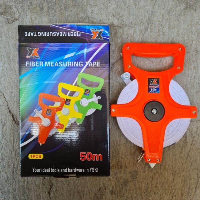 (Allthebest) Meteran Fiber 50 Meter / Meteran Tancap Tanah 50 M 50 Meter Roll Gulungan Fiber