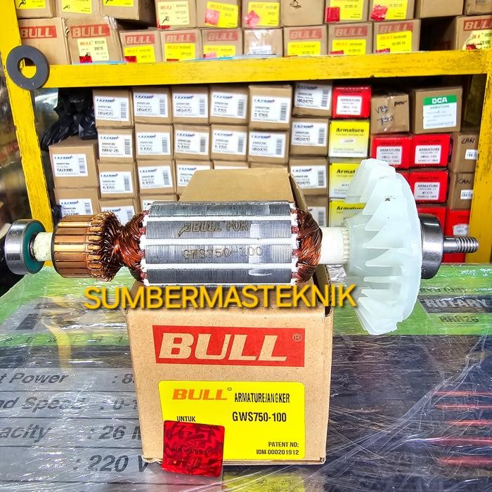ARMATURE BOSCH GWS750-100 ANGKER ROTOR MESIN GERINDA TANGAN BOSCH GWS 750-100 GWS 750 100 BOSCH BULL