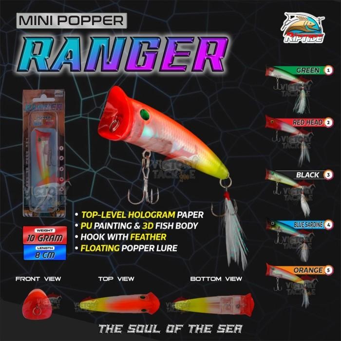 UMPAN PANCING LURE MINNOW Riptide Mini Popper Ranger Floating Popper Lure 8 CM 10 Gram