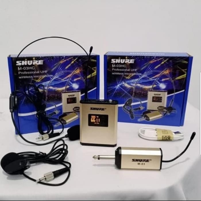 Mic wireless Shure M 03HC mic jepit+headset cocok buat pidato,imam