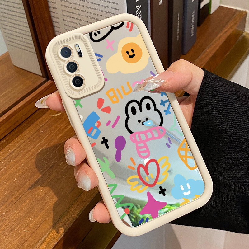 Casing Hp OPPO A16 OPPO A16s OPPO A54s Case Casing ponsel cermin Silikon HP Kasing Kelinci Graffiti 