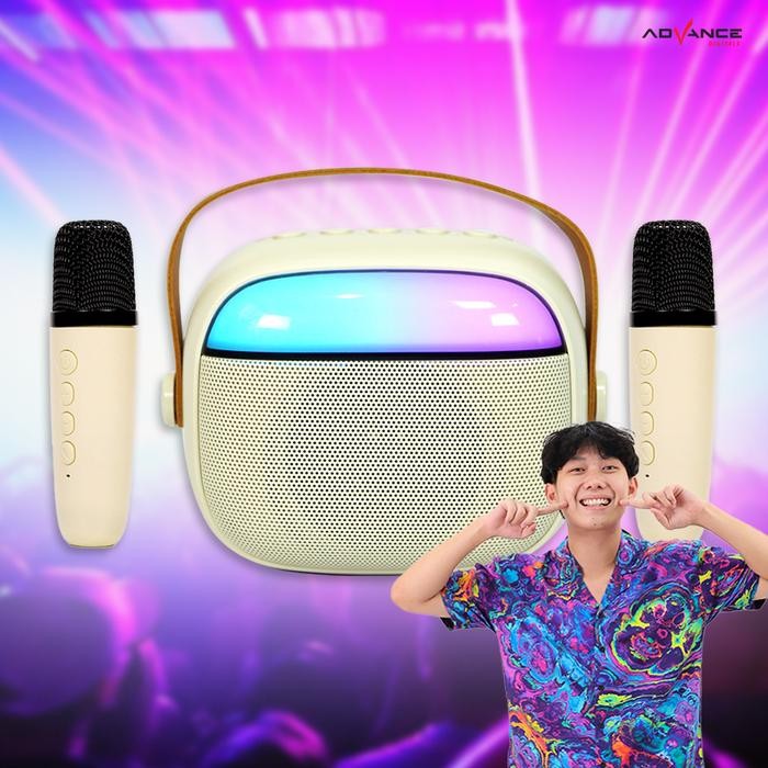 WIILLIE SALIM EXCLUSIVEAdvance Speaker Bluetooth V6 Karaoke 2 Mic Set Salon Bluetooth bt Speaker