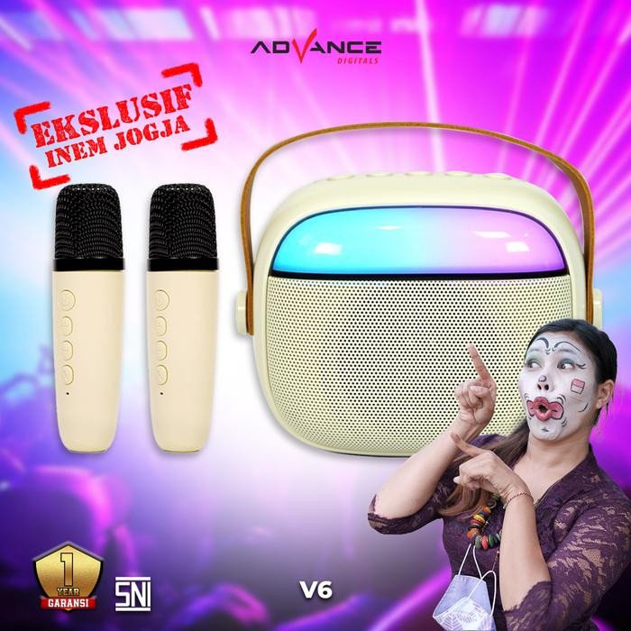 INEM JOGJA EXCLUSIVE Advance Speaker Bluetooth V6 Karaoke 2 Mic Set Salon Bluetooth bt Speaker
