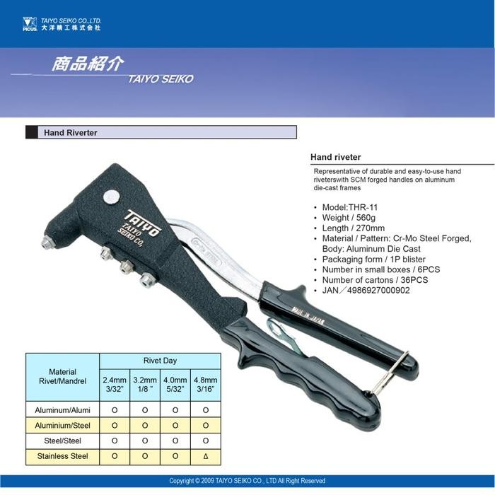 Khusus Grab Picus Hand Riveter Thr 11 - Tang Rivet Japan